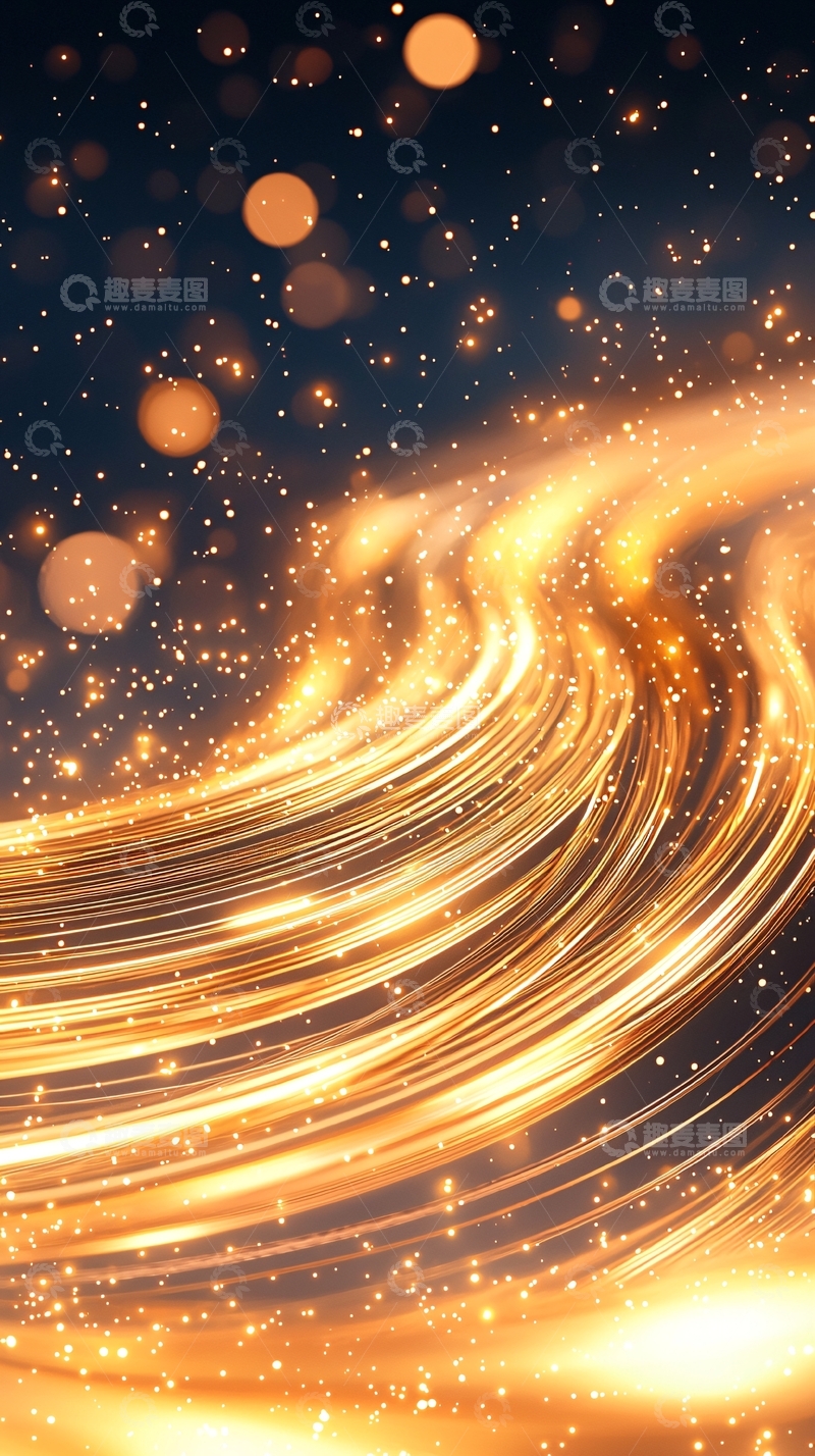 高清大图下载【趣麦麦图】金色光带流动背景