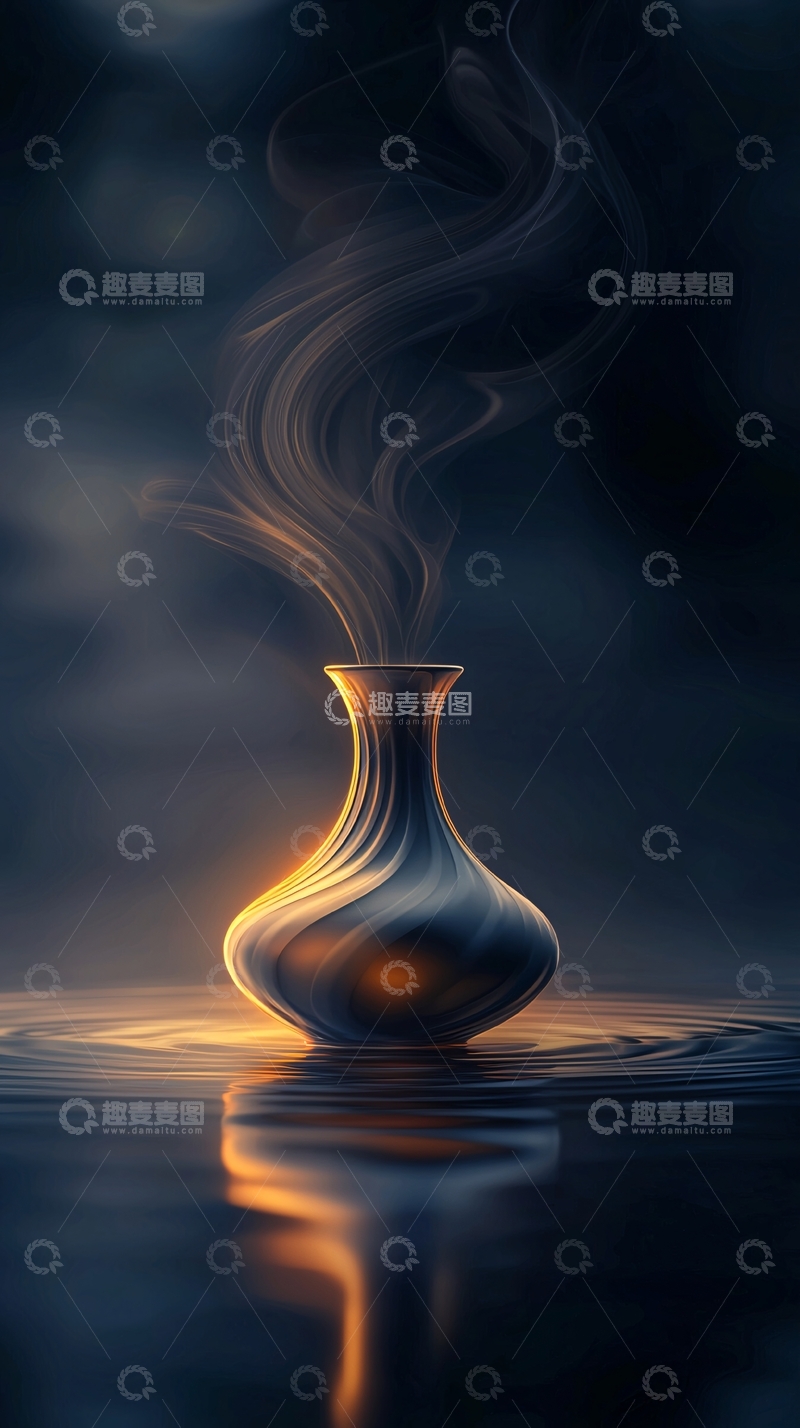 高清大图下载【趣麦麦图】烟雾袅袅的花瓶