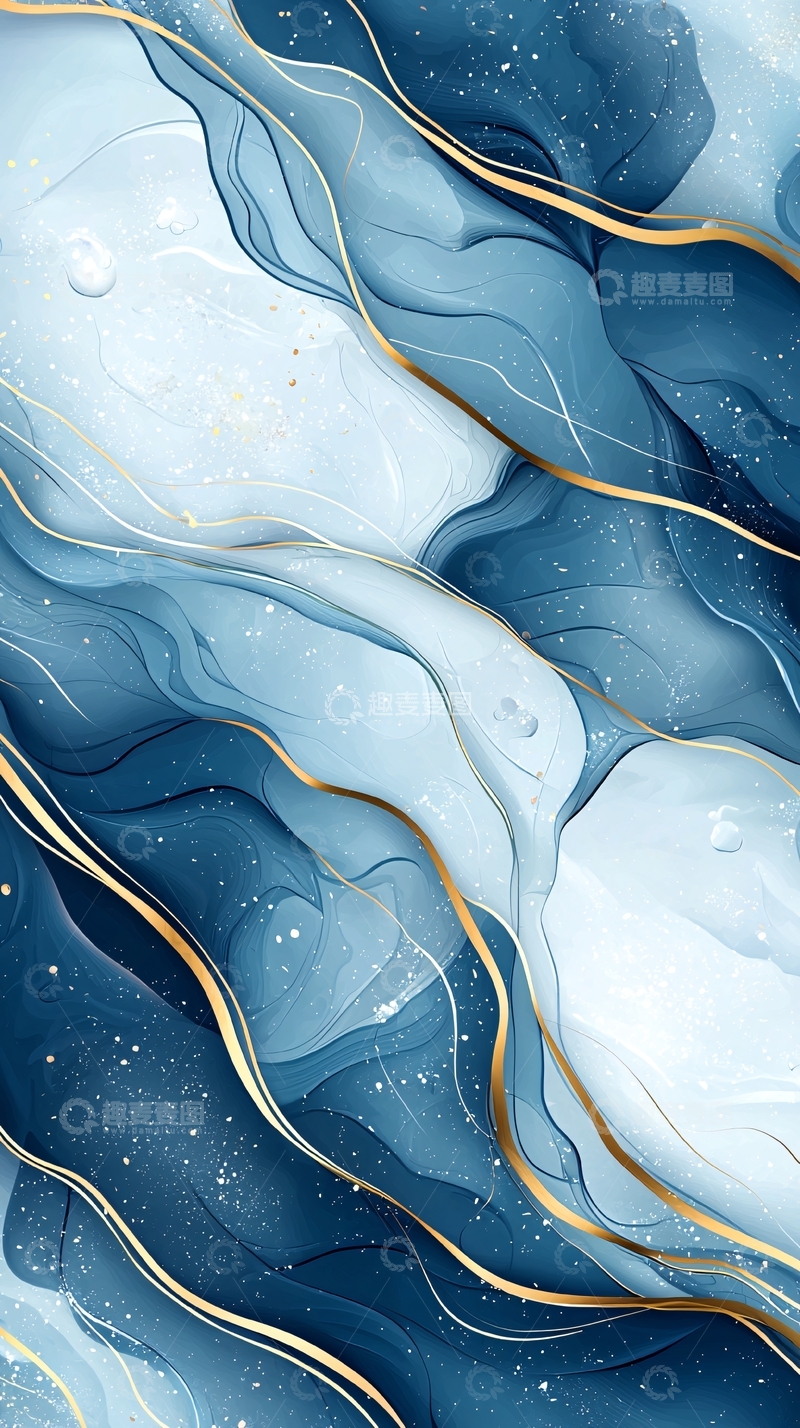 高清大图下载【趣麦麦图】蓝色流光抽象艺术背景
