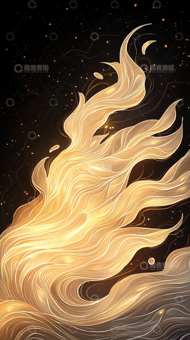 高清大图下载【趣麦麦图】金色火焰动态抽象艺术背景
