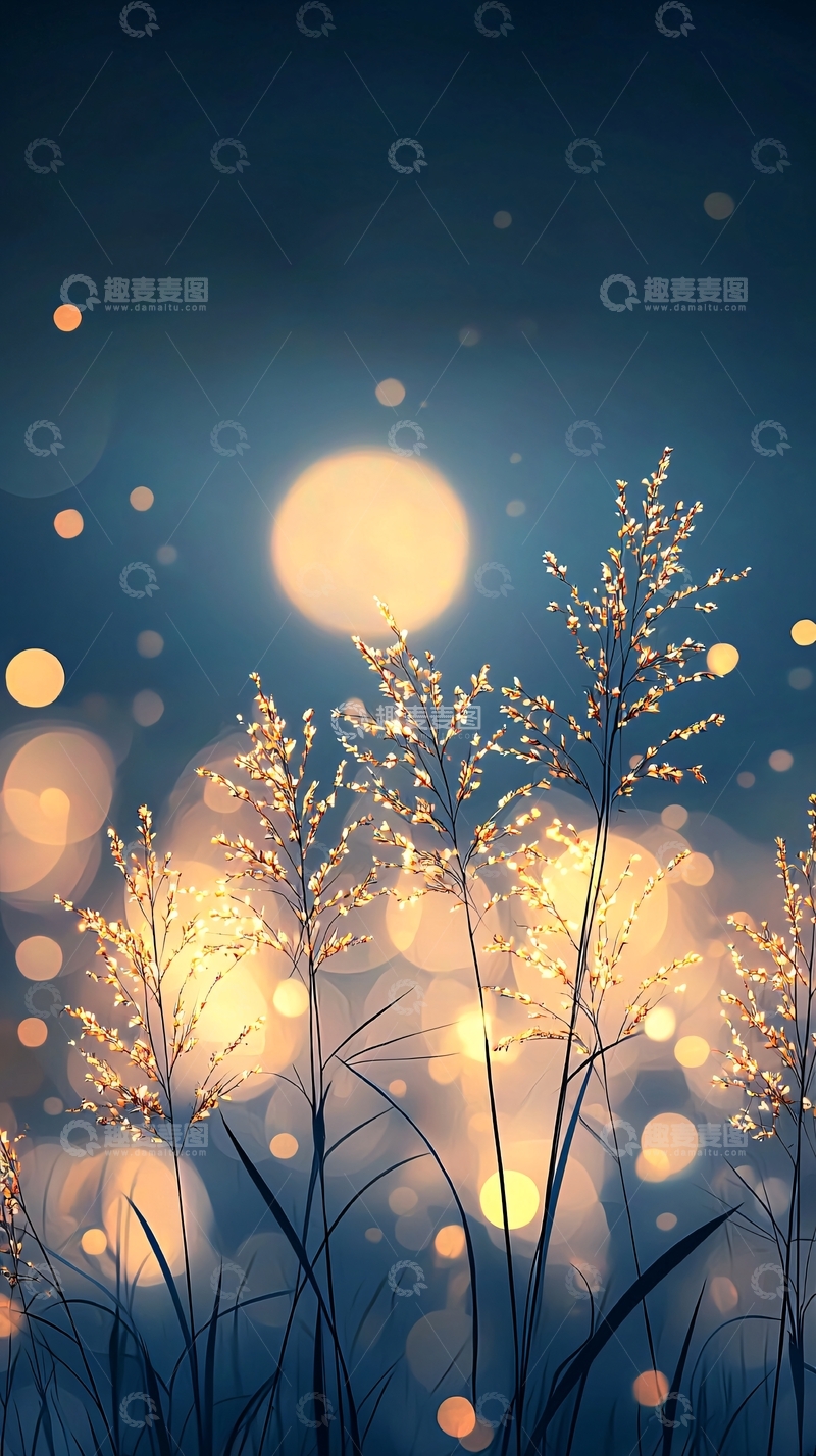 高清大图下载【趣麦麦图】月光下的草丛