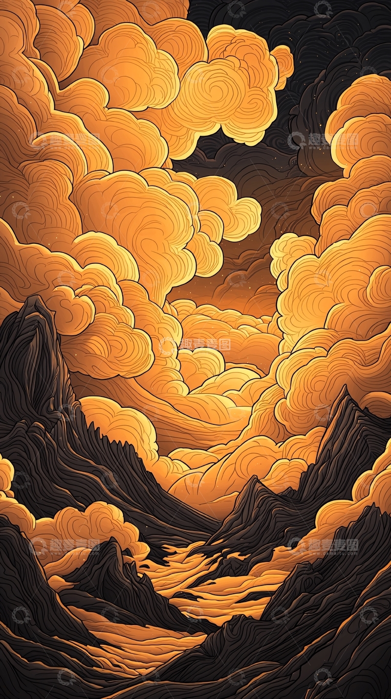 高清大图下载【趣麦麦图】云海山川夜景