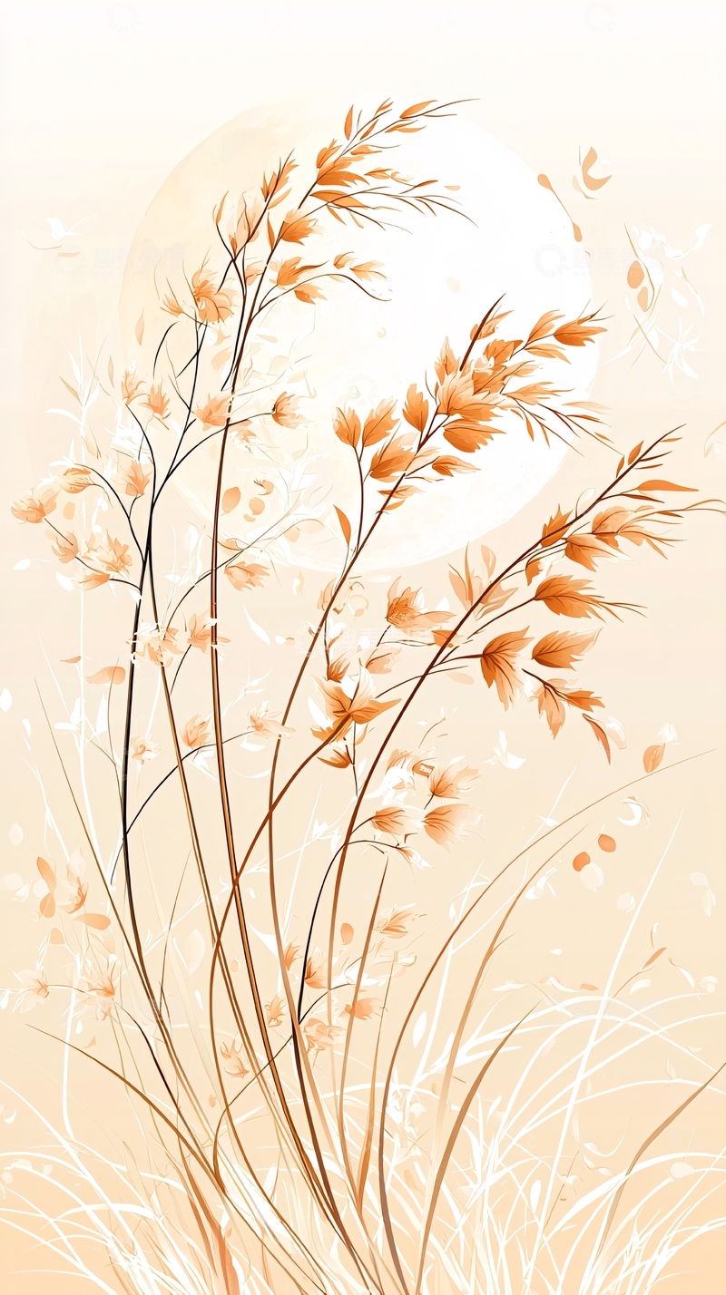 高清大图下载【趣麦麦图】秋日草丛与月光