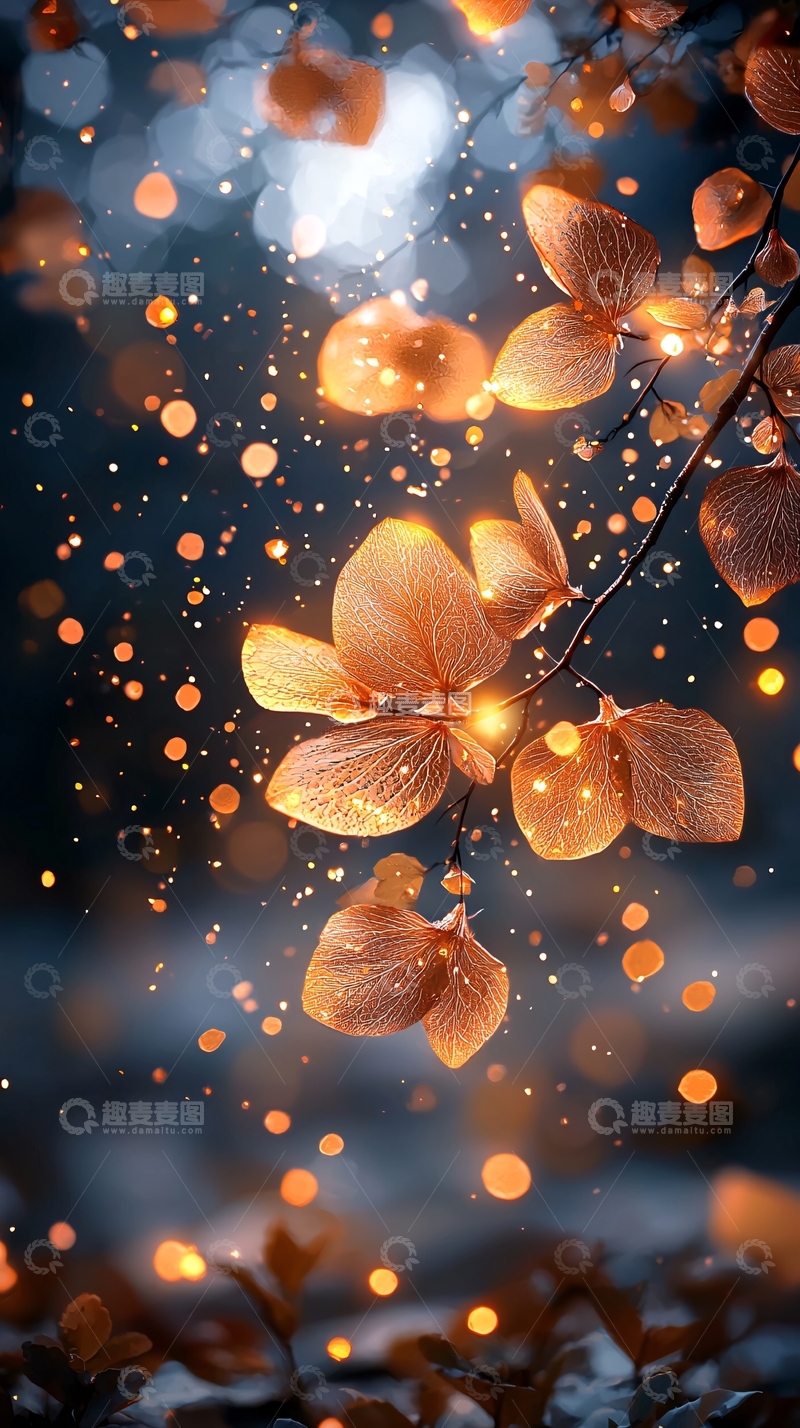 高清大图下载【趣麦麦图】秋叶光斑背景素材