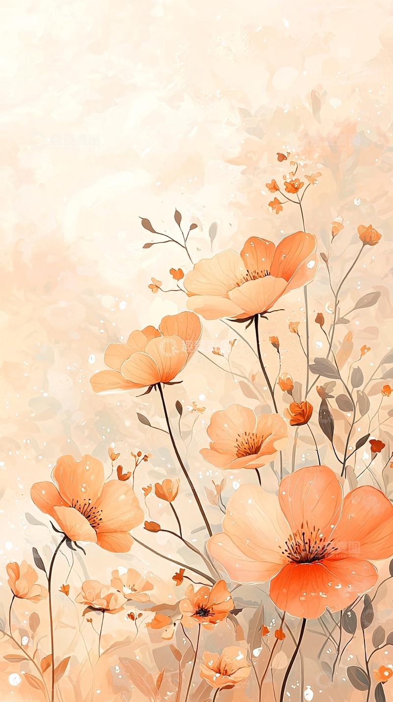高清大图下载【趣麦麦图】秋日橙色花朵背景图