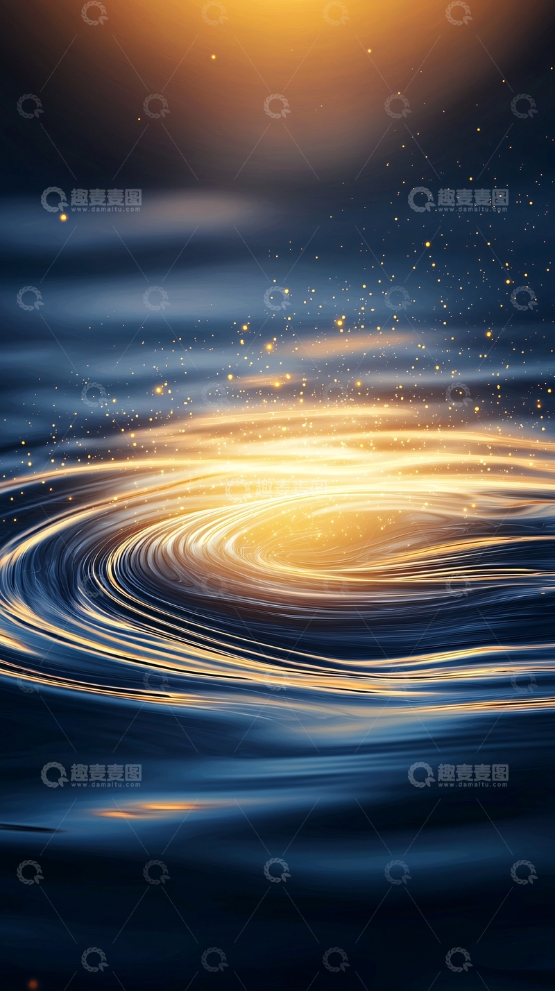 高清大图下载【趣麦麦图】金色漩涡星空背景