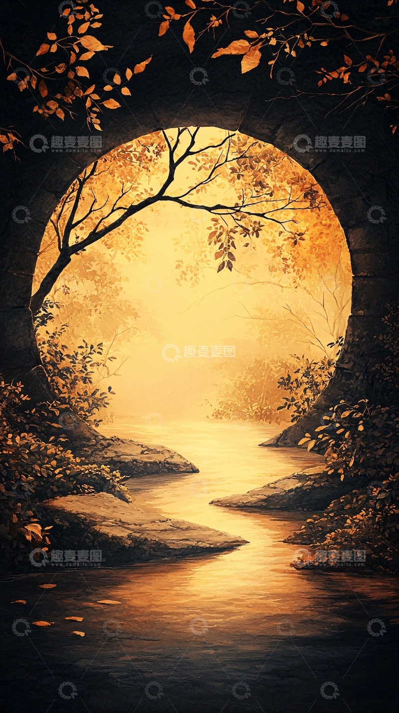 高清大图下载【趣麦麦图】秋日小溪月光下的宁静