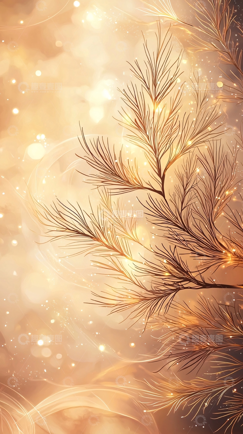 高清大图下载【趣麦麦图】金色羽毛梦幻背景