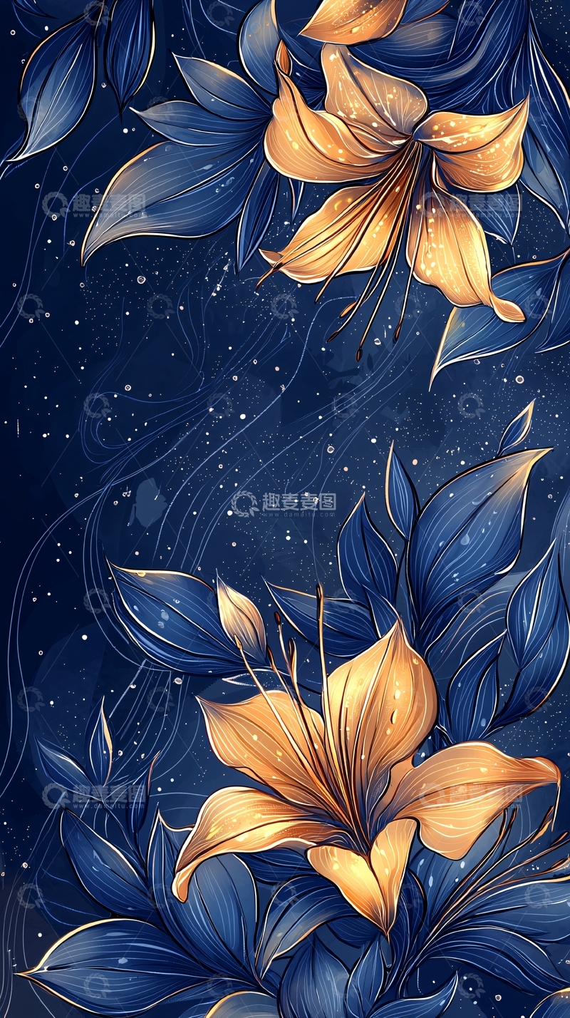 高清大图下载【趣麦麦图】夜空下的百合花