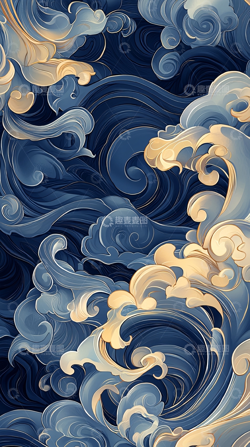 高清大图下载【趣麦麦图】波涛汹涌的海洋图案