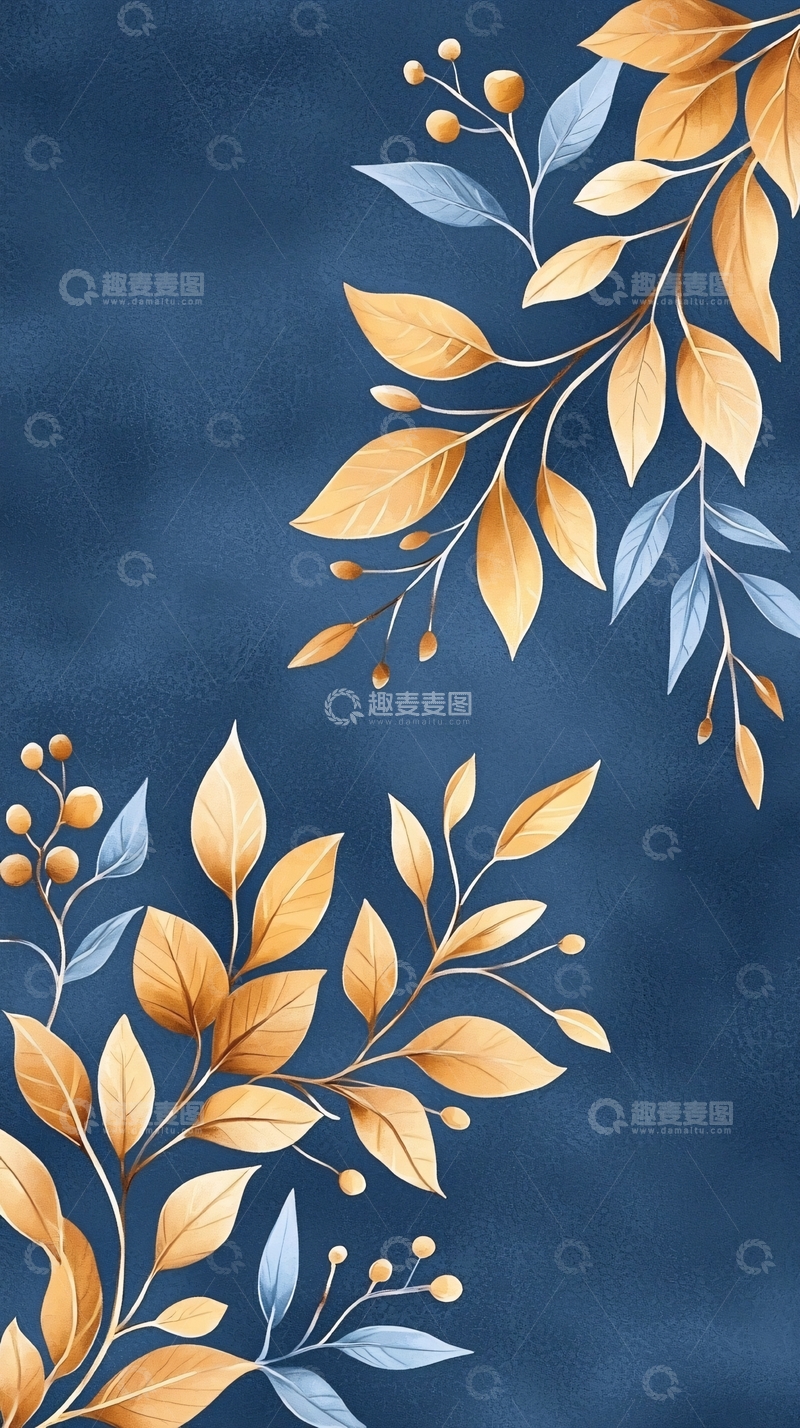 高清大图下载【趣麦麦图】秋日金色树叶背景图