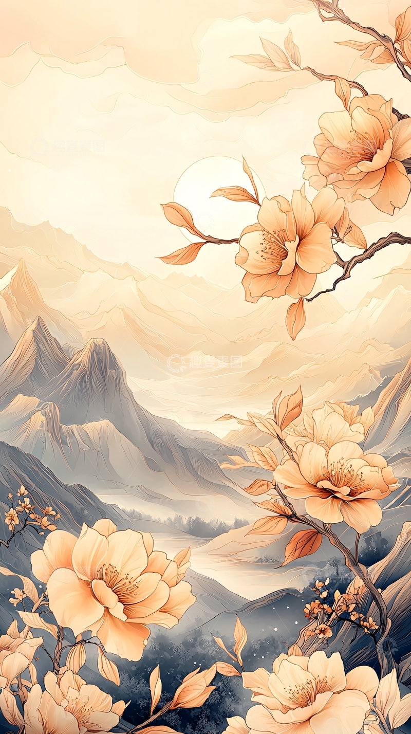 高清大图下载【趣麦麦图】秋日山间花影图