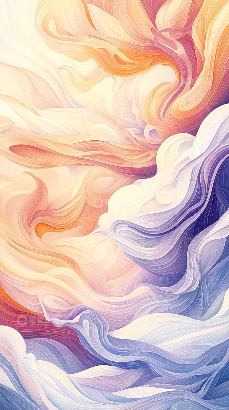 高清大图下载【趣麦麦图】抽象色彩流动线条背景图