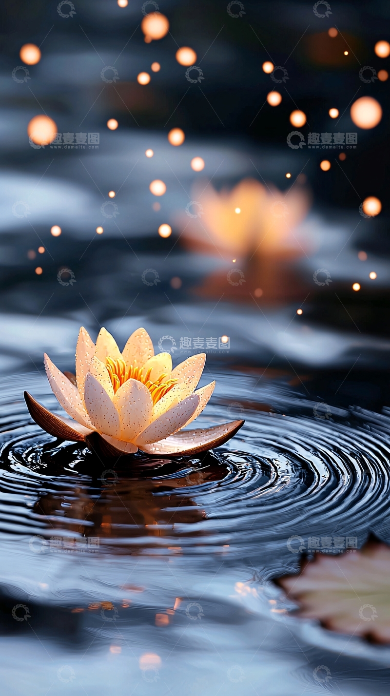 高清大图下载【趣麦麦图】宁静水面莲花光影