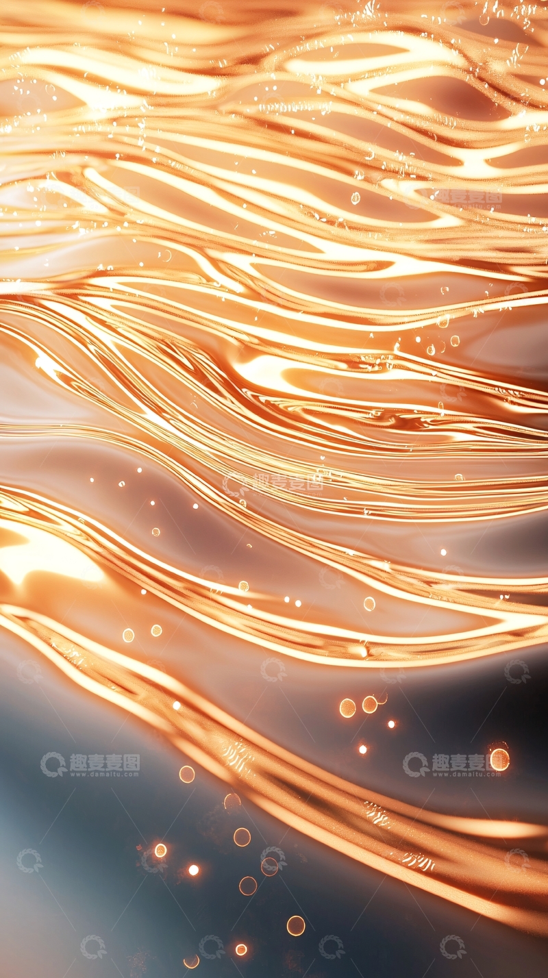 金色波浪流动抽象背景