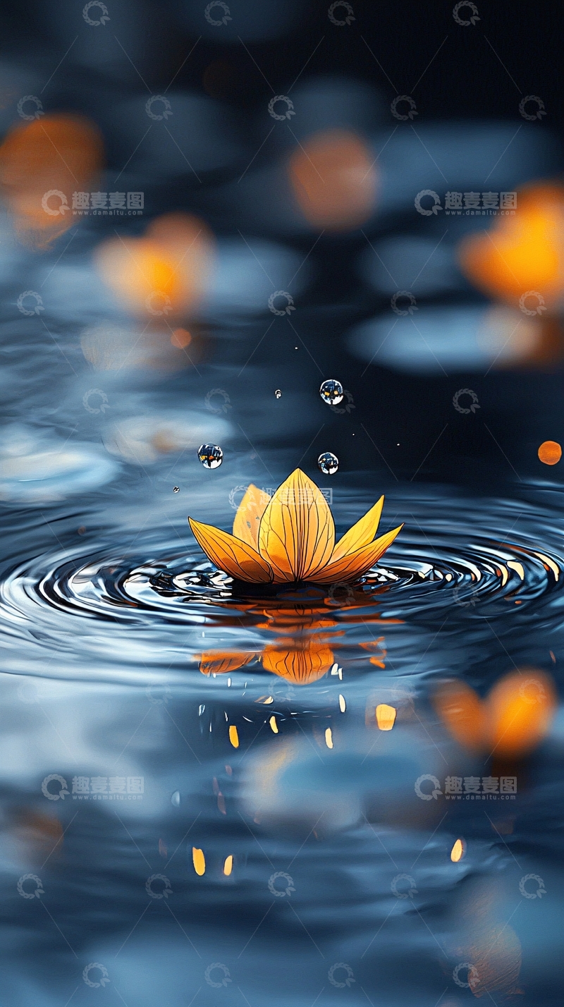 高清大图下载【趣麦麦图】水面上的莲花与涟漪
