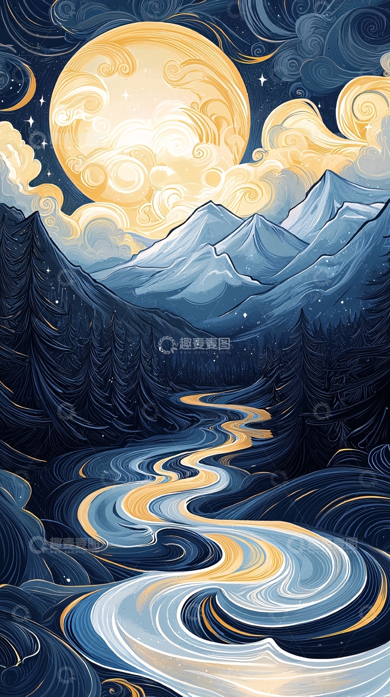 高清大图下载【趣麦麦图】夜色山河高清图片