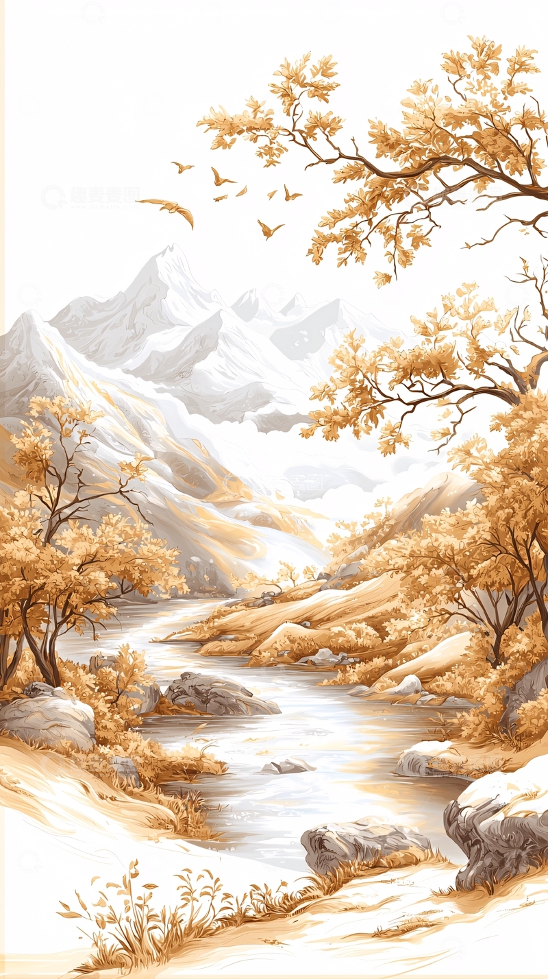 高清大图下载【趣麦麦图】秋日山间小溪风景图