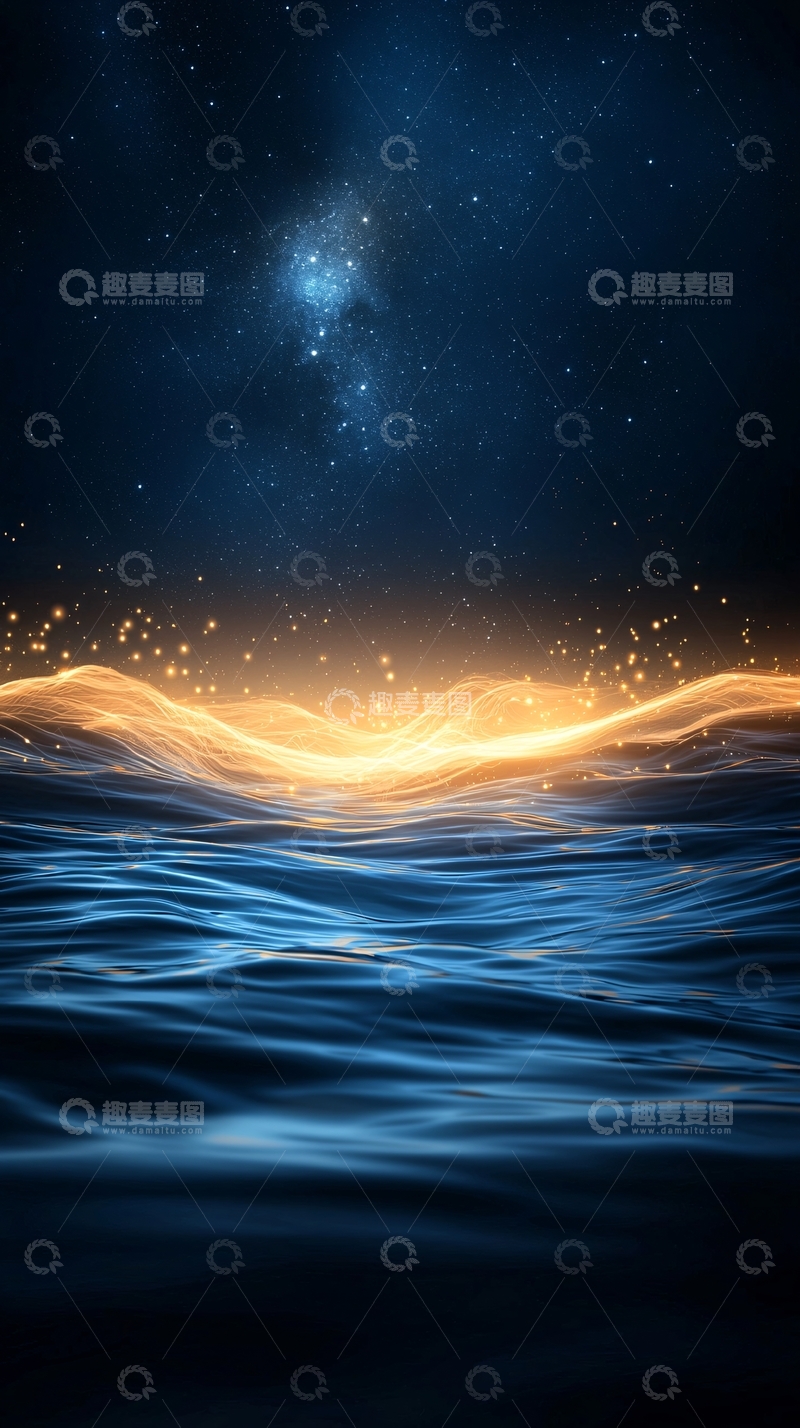 高清大图下载【趣麦麦图】夜海星空波光粼粼