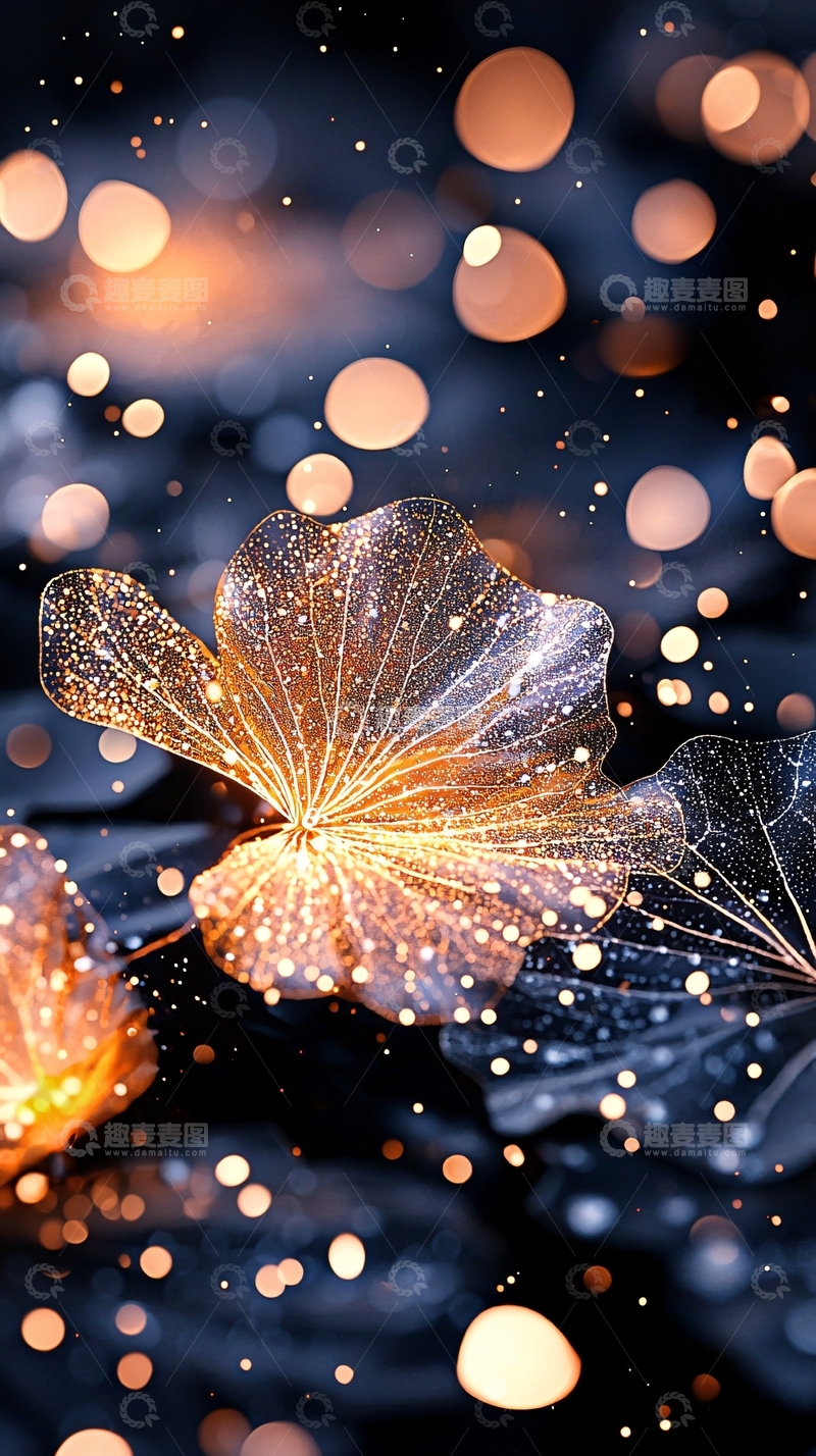 高清大图下载【趣麦麦图】金色蝴蝶光斑背景