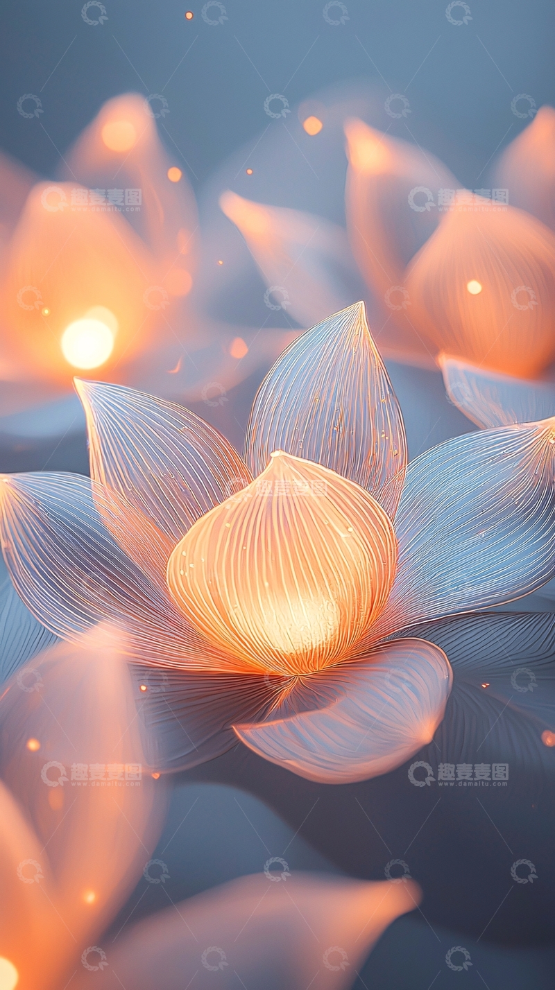 高清大图下载【趣麦麦图】梦幻莲花艺术插画背景