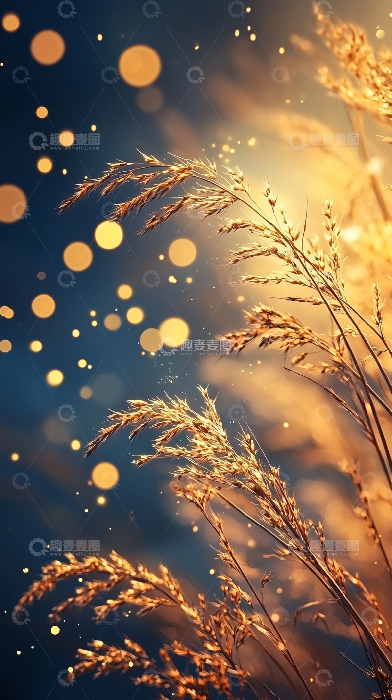 高清大图下载【趣麦麦图】秋日麦穗与光斑