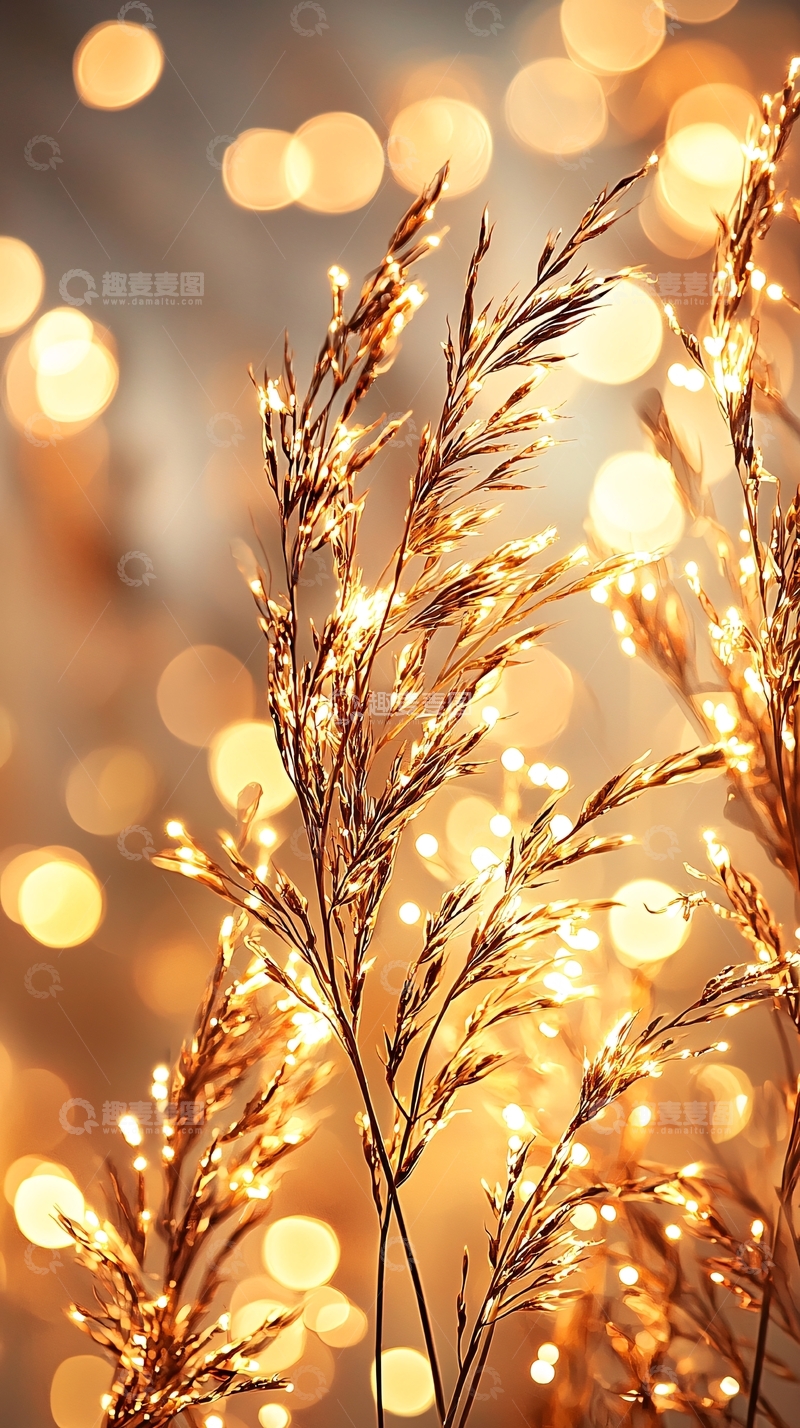 高清大图下载【趣麦麦图】金色灯光下的干草装饰