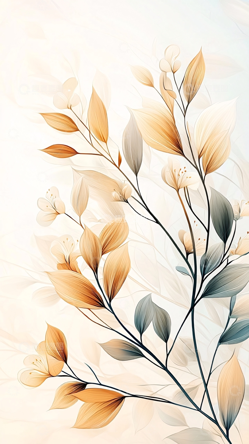 高清大图下载【趣麦麦图】秋日花卉手绘插画素材