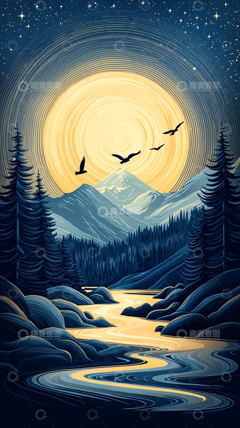 高清大图下载【趣麦麦图】夜色山河高清图片