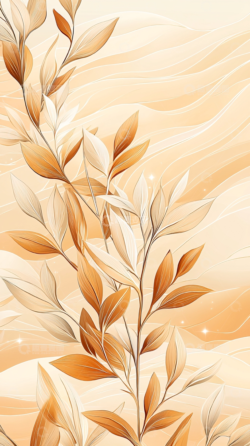 高清大图下载【趣麦麦图】秋日温暖植物插画背景