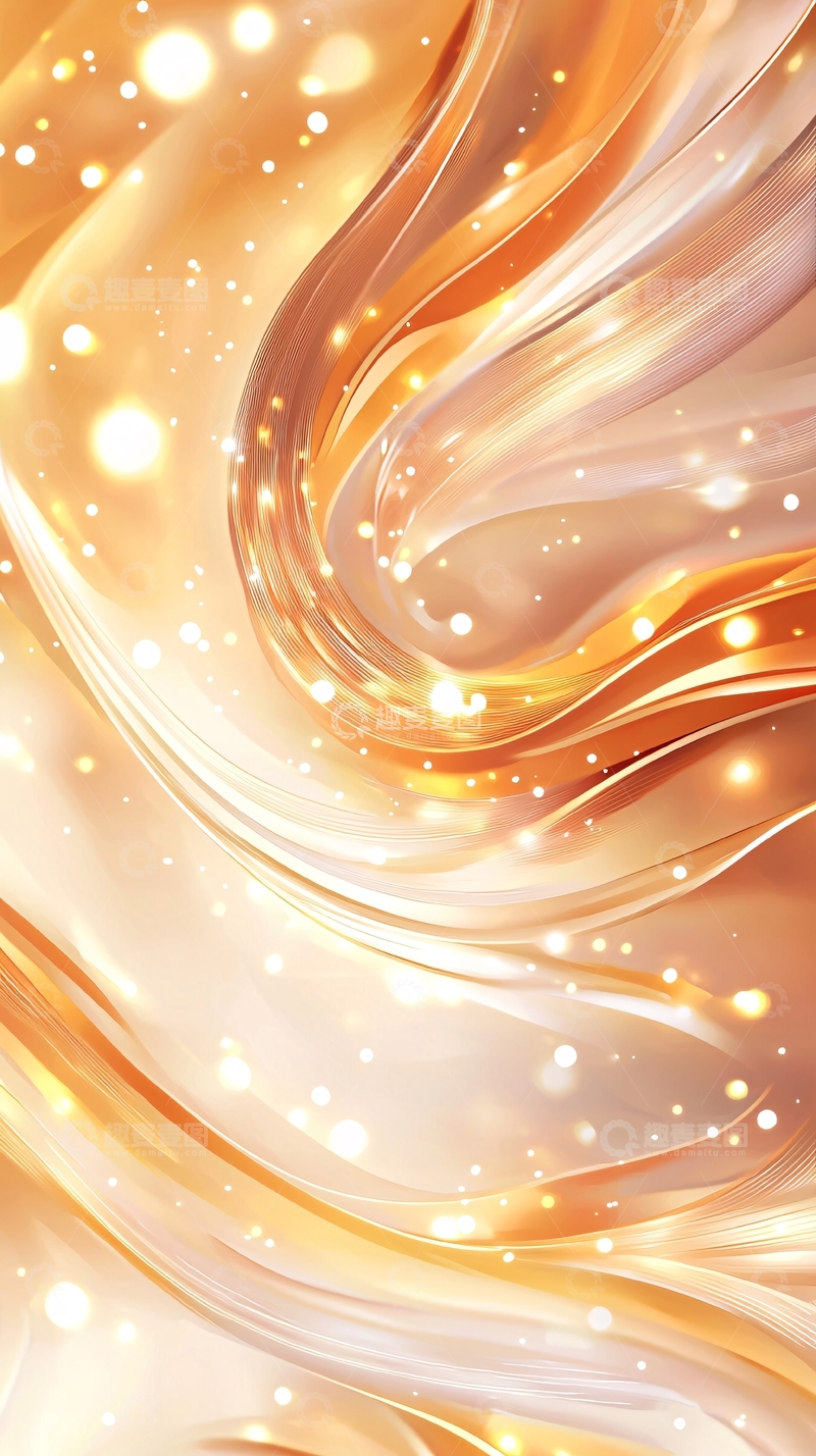 高清大图下载【趣麦麦图】金色波浪光点抽象背景