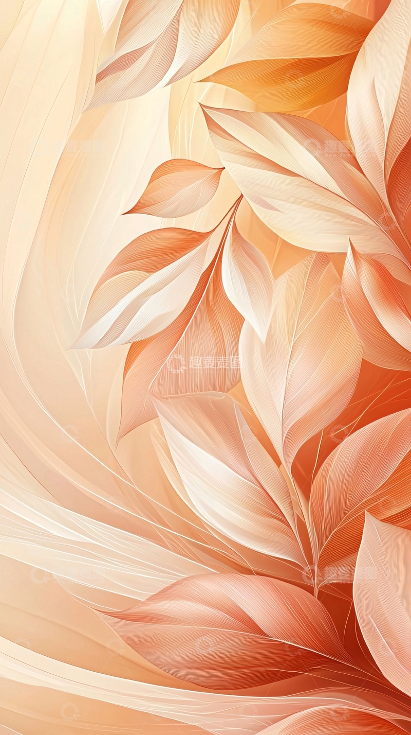 高清大图下载【趣麦麦图】秋日暖色调抽象叶子背景图
