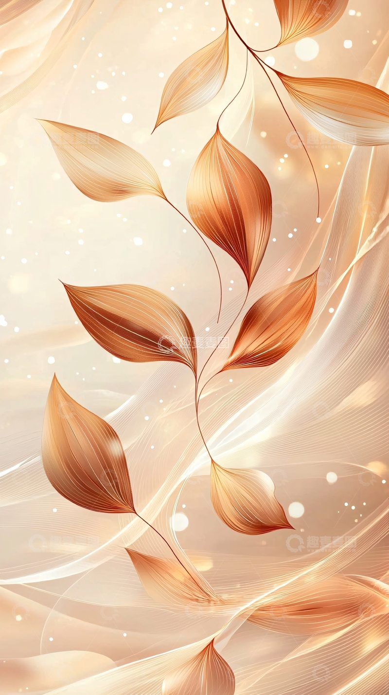 高清大图下载【趣麦麦图】秋叶飘逸背景图