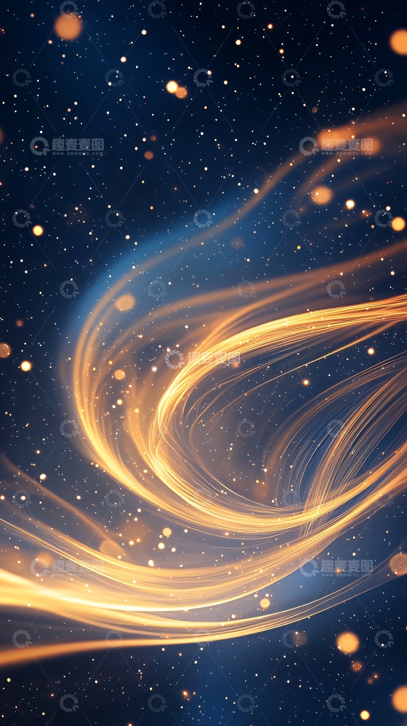 高清大图下载【趣麦麦图】金色光带星空背景