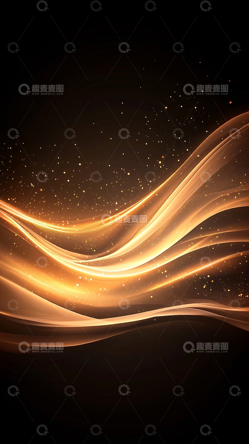 高清大图下载【趣麦麦图】金色波浪光效背景图