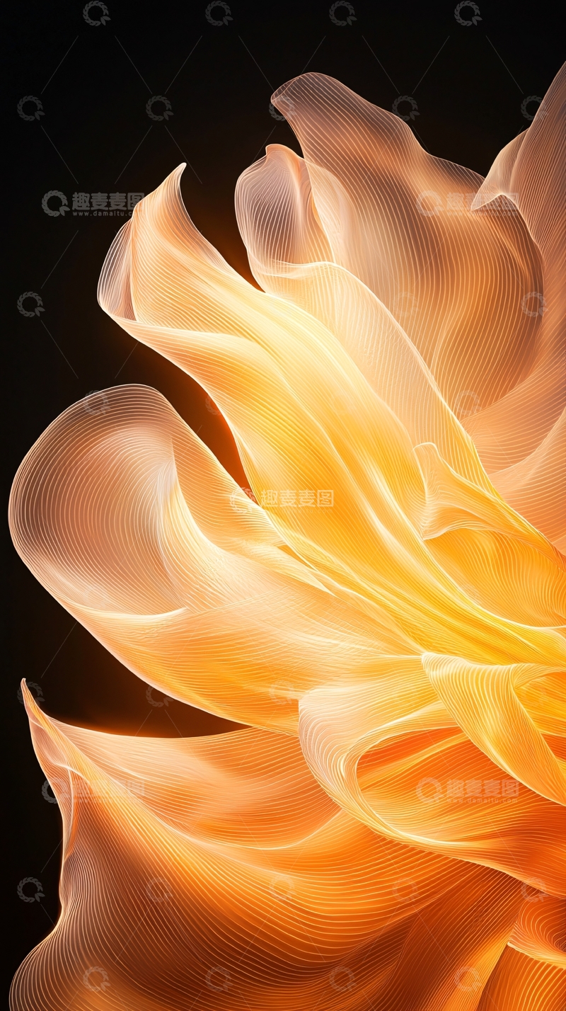 高清大图下载【趣麦麦图】抽象橙色波浪线条背景