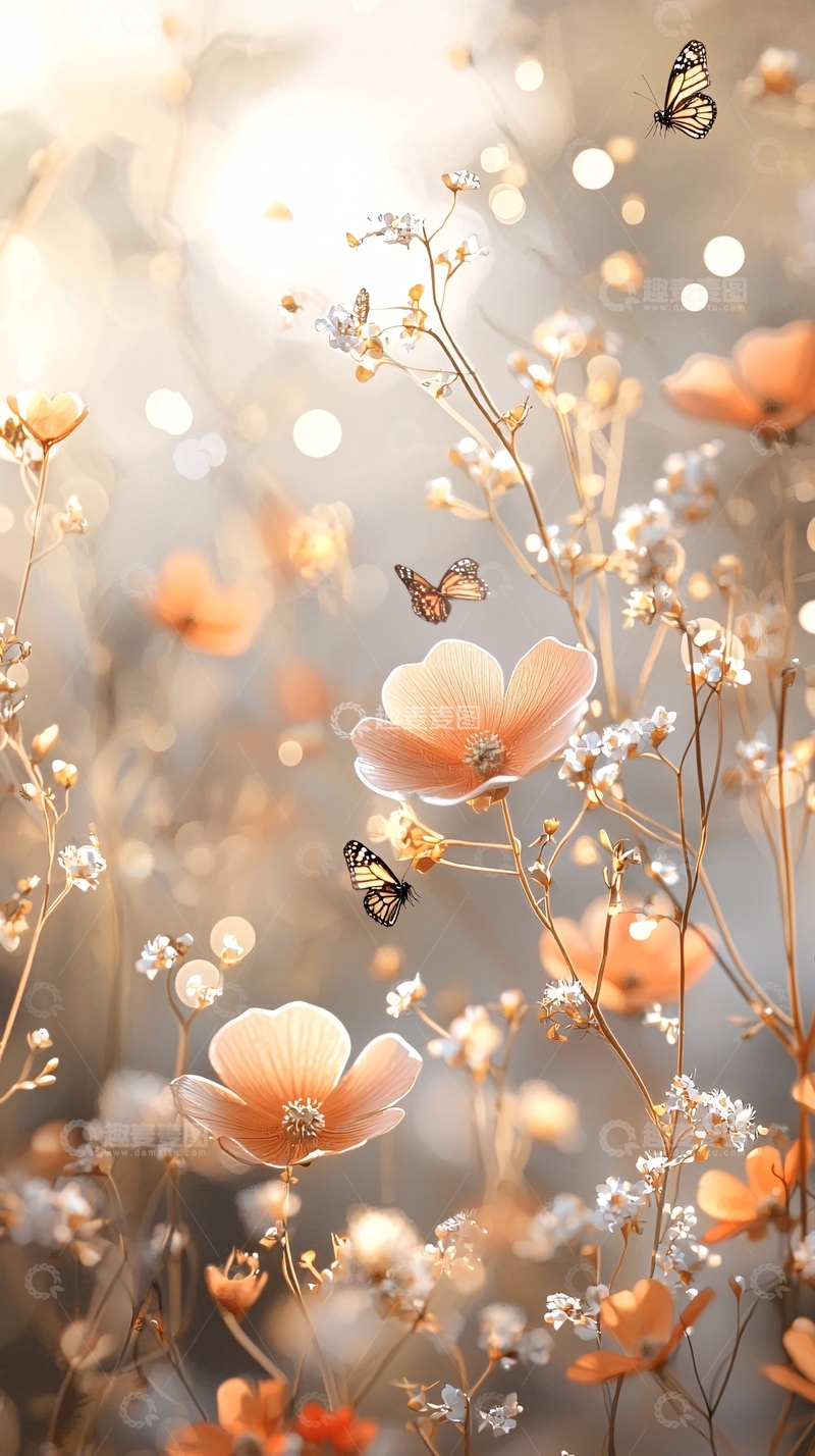 高清大图下载【趣麦麦图】秋日花海蝴蝶飞舞