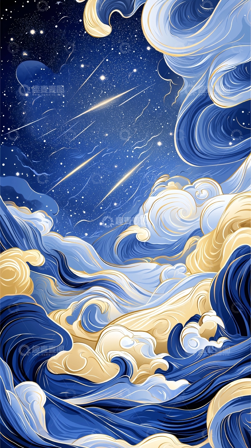 高清大图下载【趣麦麦图】梦幻夜空流星云海