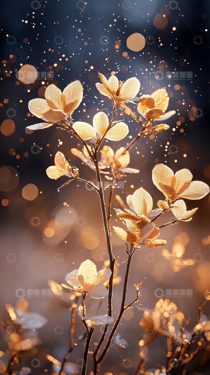高清大图下载【趣麦麦图】金色花朵背景素材