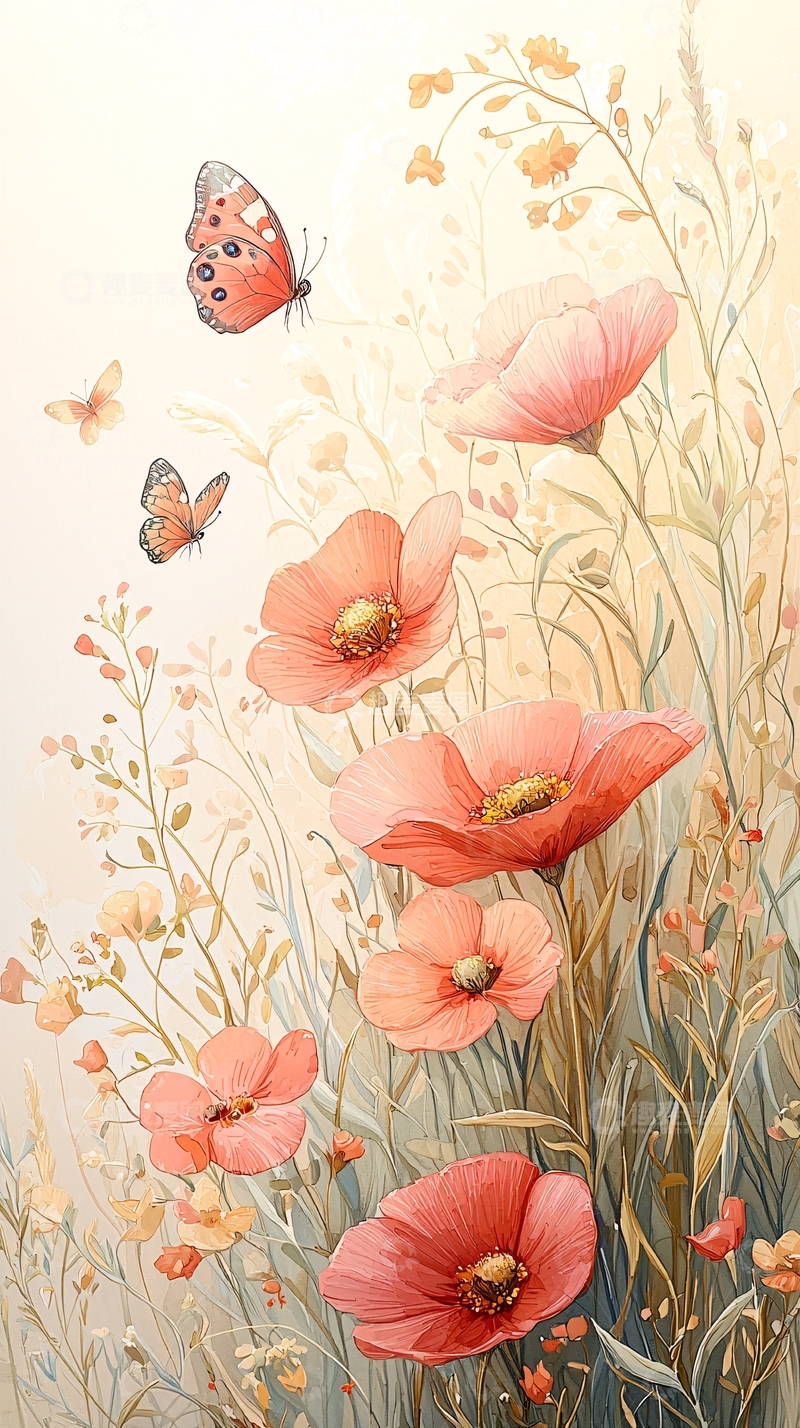 高清大图下载【趣麦麦图】秋日花海与蝴蝶