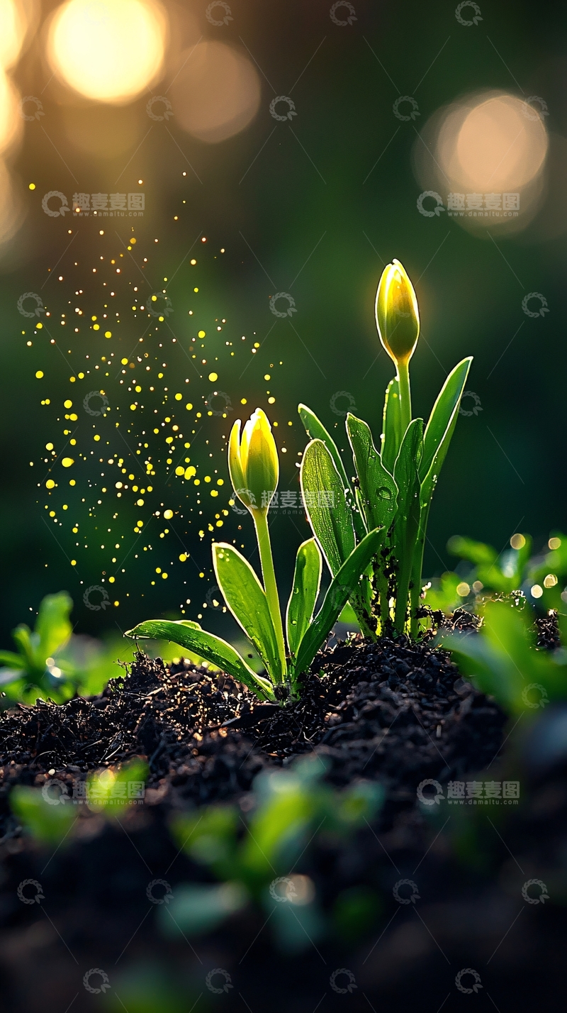 高清大图下载【趣麦麦图】阳光下的小花苗生长图