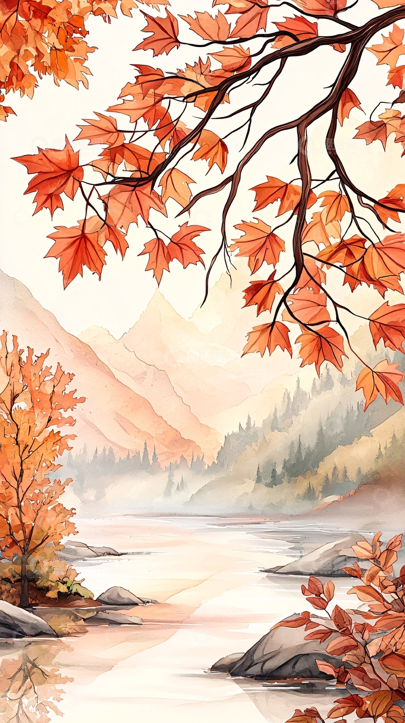 高清大图下载【趣麦麦图】秋日山河美景图