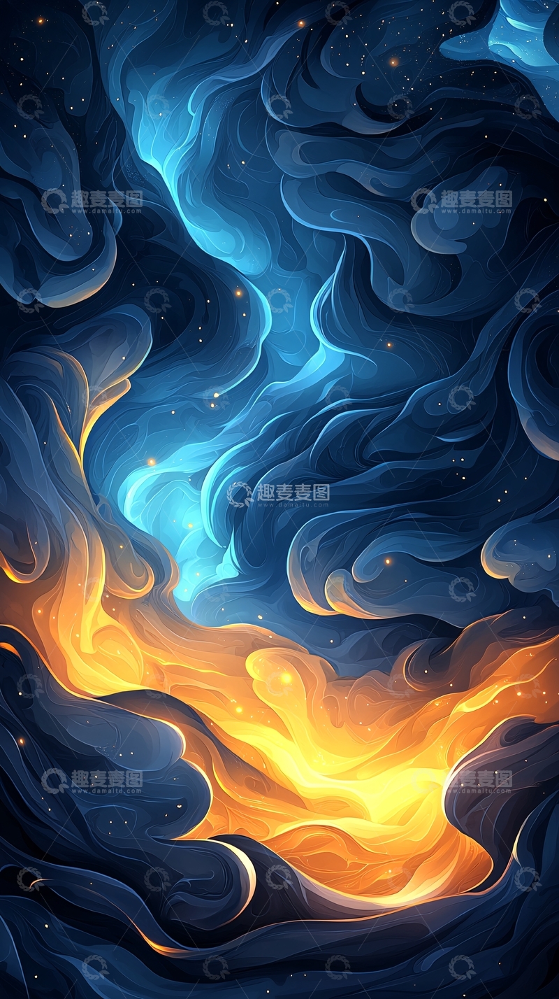 高清大图下载【趣麦麦图】梦幻星空流动光影背景