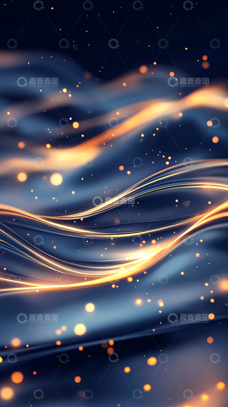 高清大图下载【趣麦麦图】金色波浪与光点的艺术背景