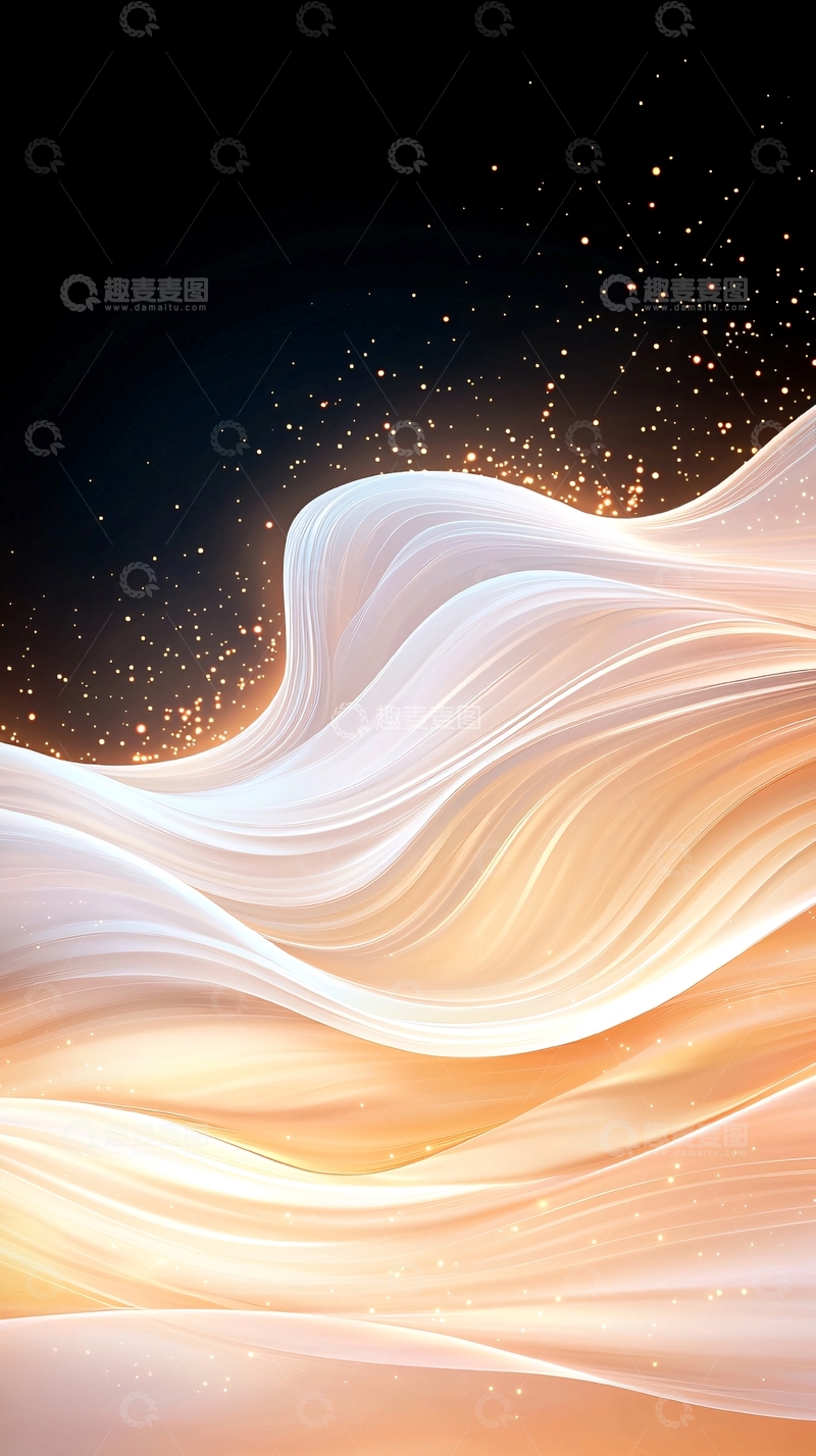 高清大图下载【趣麦麦图】梦幻波浪星空背景