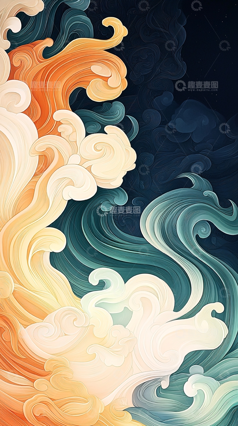 高清大图下载【趣麦麦图】抽象色彩流动线条背景图