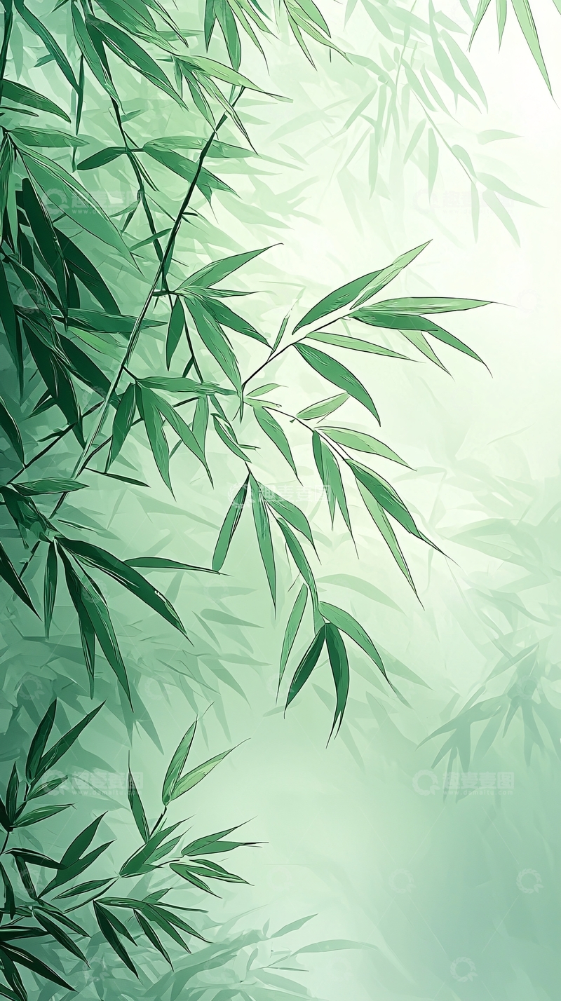 高清大图下载【趣麦麦图】竹叶清新背景图