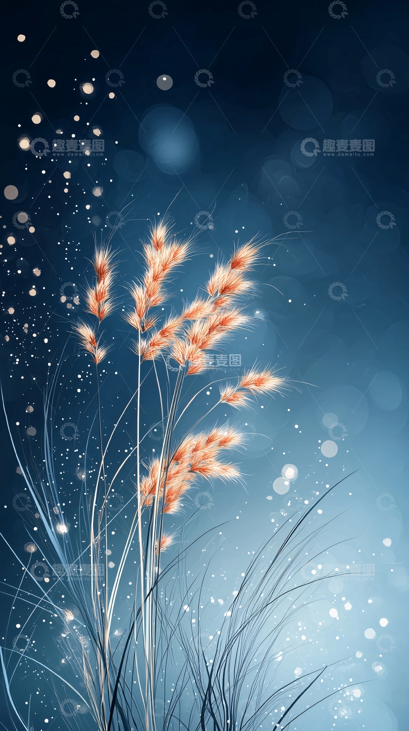 高清大图下载【趣麦麦图】秋日芦苇飘雪背景图