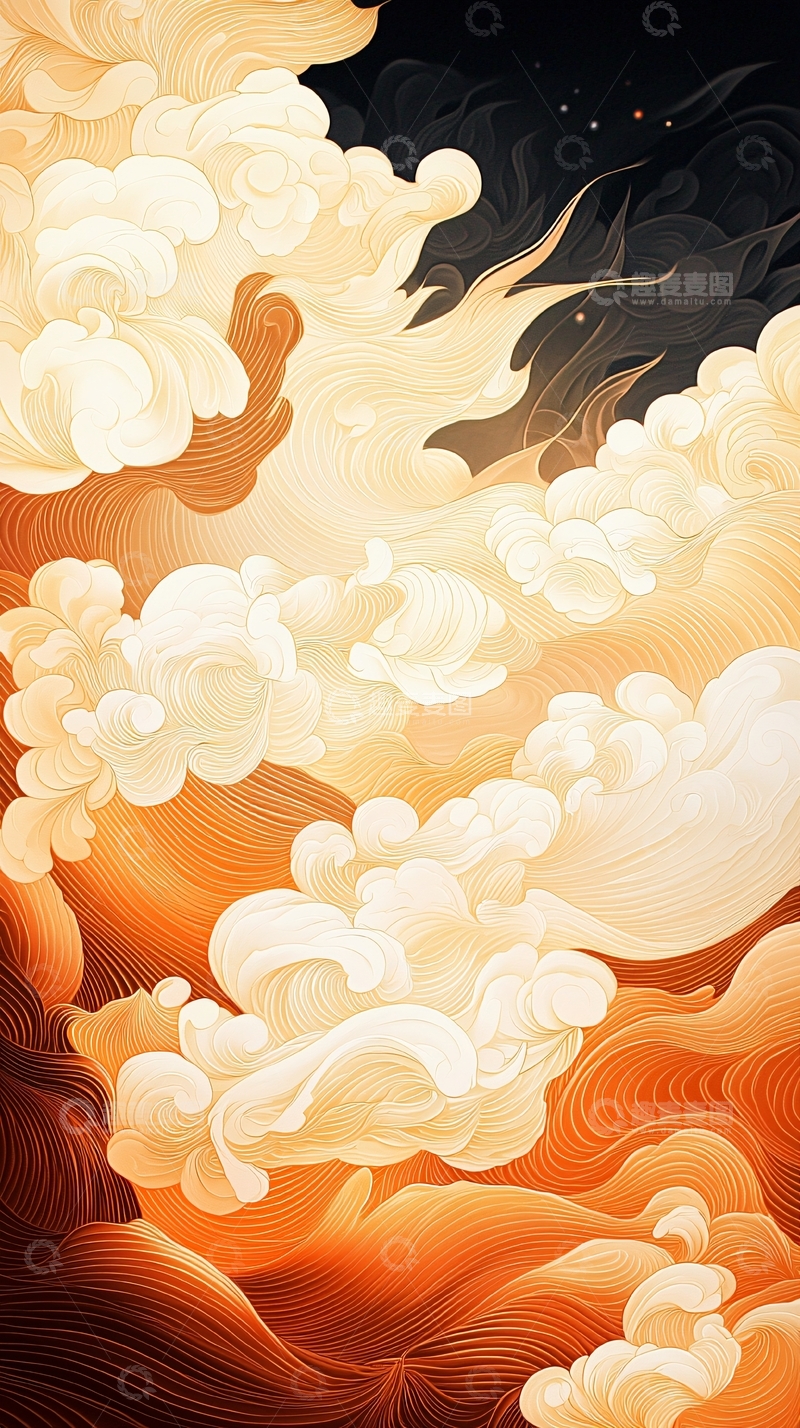 高清大图下载【趣麦麦图】云海日出抽象艺术背景