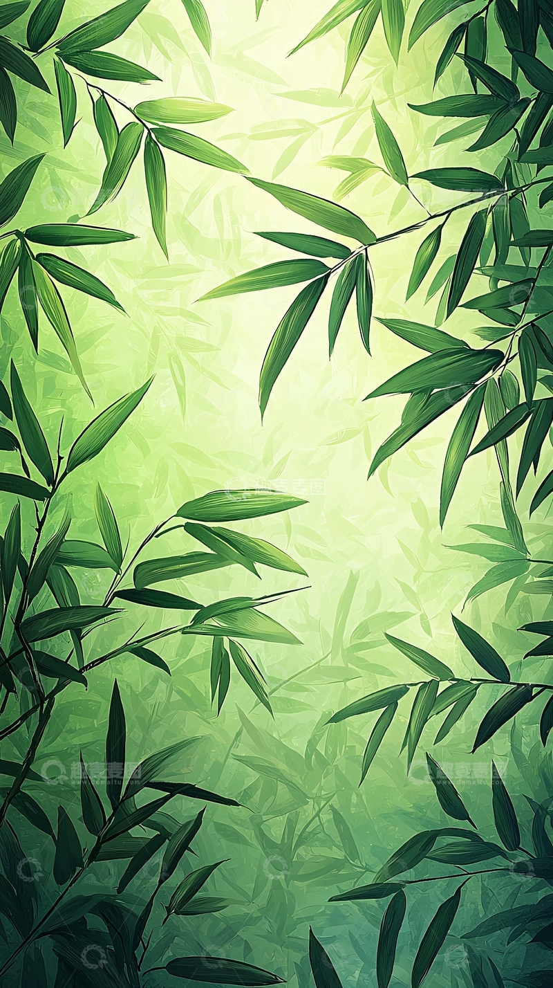 高清大图下载【趣麦麦图】竹叶清新自然背景图
